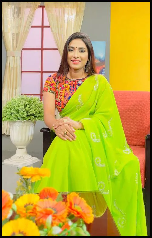 Sayma Smriti in green sari